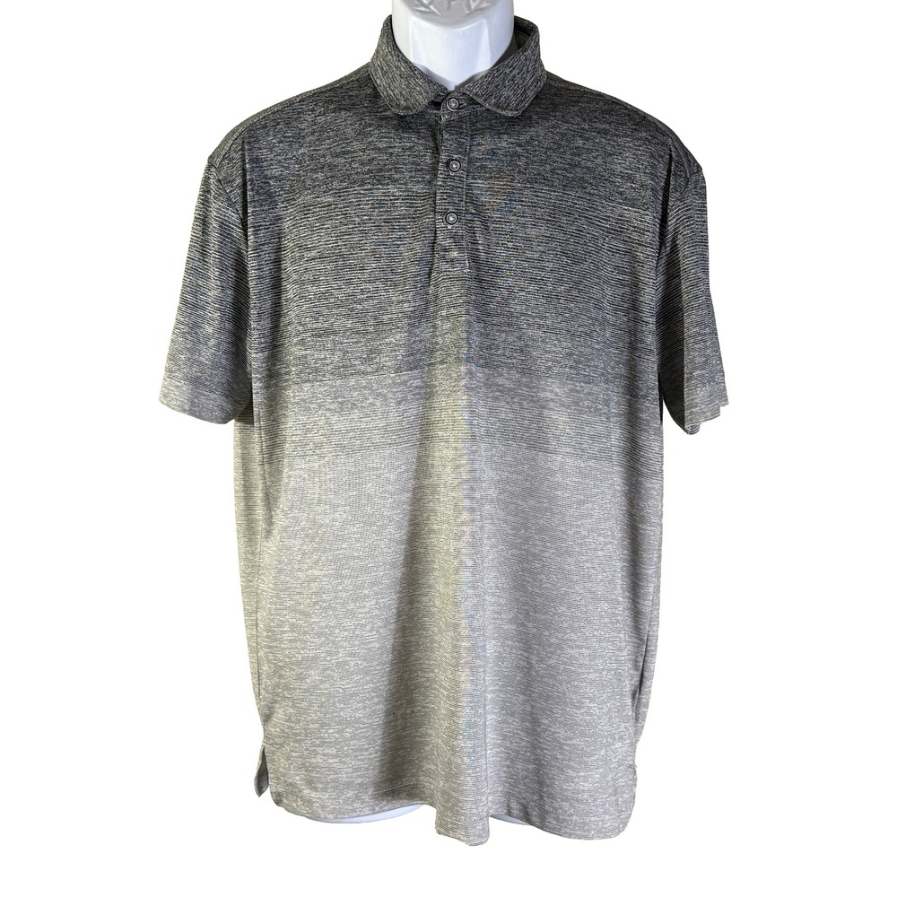 V46 Performance Golf Polo Mens Large Grey Ombre Space Dye Short Sleeve Shirt